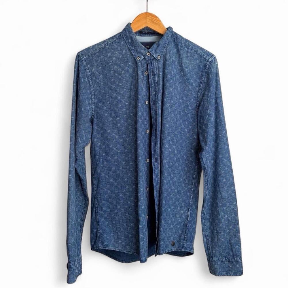 Scotch & Soda Sea You Men’s M Checkered Denim Button Up Shirt